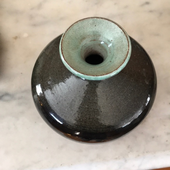 Vintage Glazed Redware Vase - Picture 6 of 9